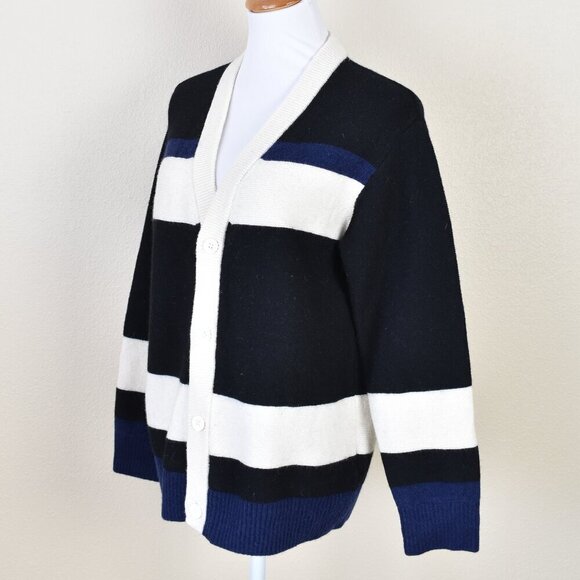 COS Knit Stripe V-Neck Wool Cardigan Sweater - S - Picture 4 of 11